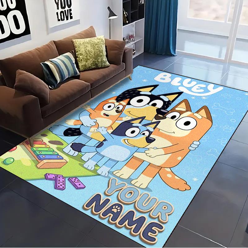 Name Custom Bluey Cartoon Carpet Rug for Living Room Bedroom Home Sofa Decoration,Kids play Non-slip Floor Mat