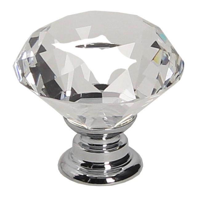 GP15 Knob, Transparent, Glossy Chrome, Diameter 30mm