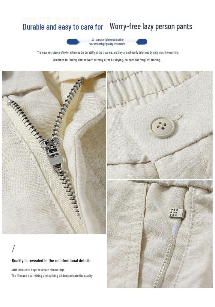 Men's Premium Tencel Linen Summer Pants - Lightweight, Wrinkle-Resistant, No-Iron, Loose Fit, Straight Leg Trousers.