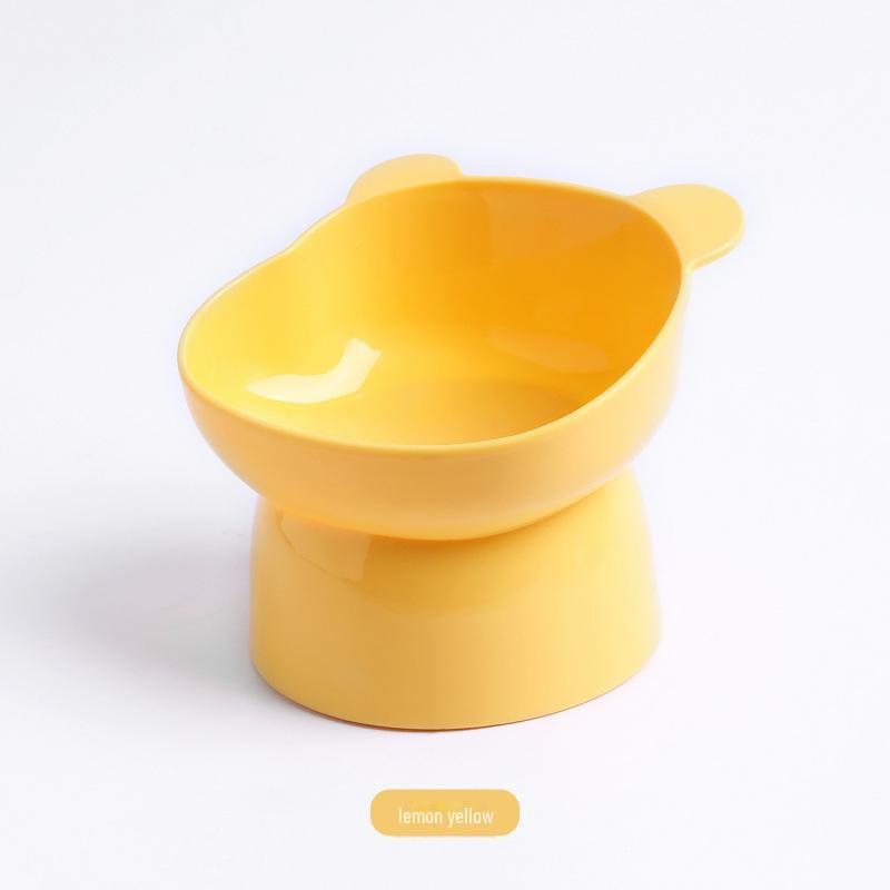 Ergonomic Pet Feeding Bowl: Elevated, Tilted Design with Bear Face for Cats & Dogs, Made from Food-Grade Material