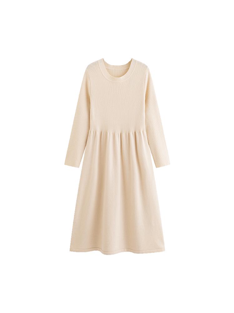 Women's Plus Size Knit Dress - Round Neck, Winter 2025, Loose Fit