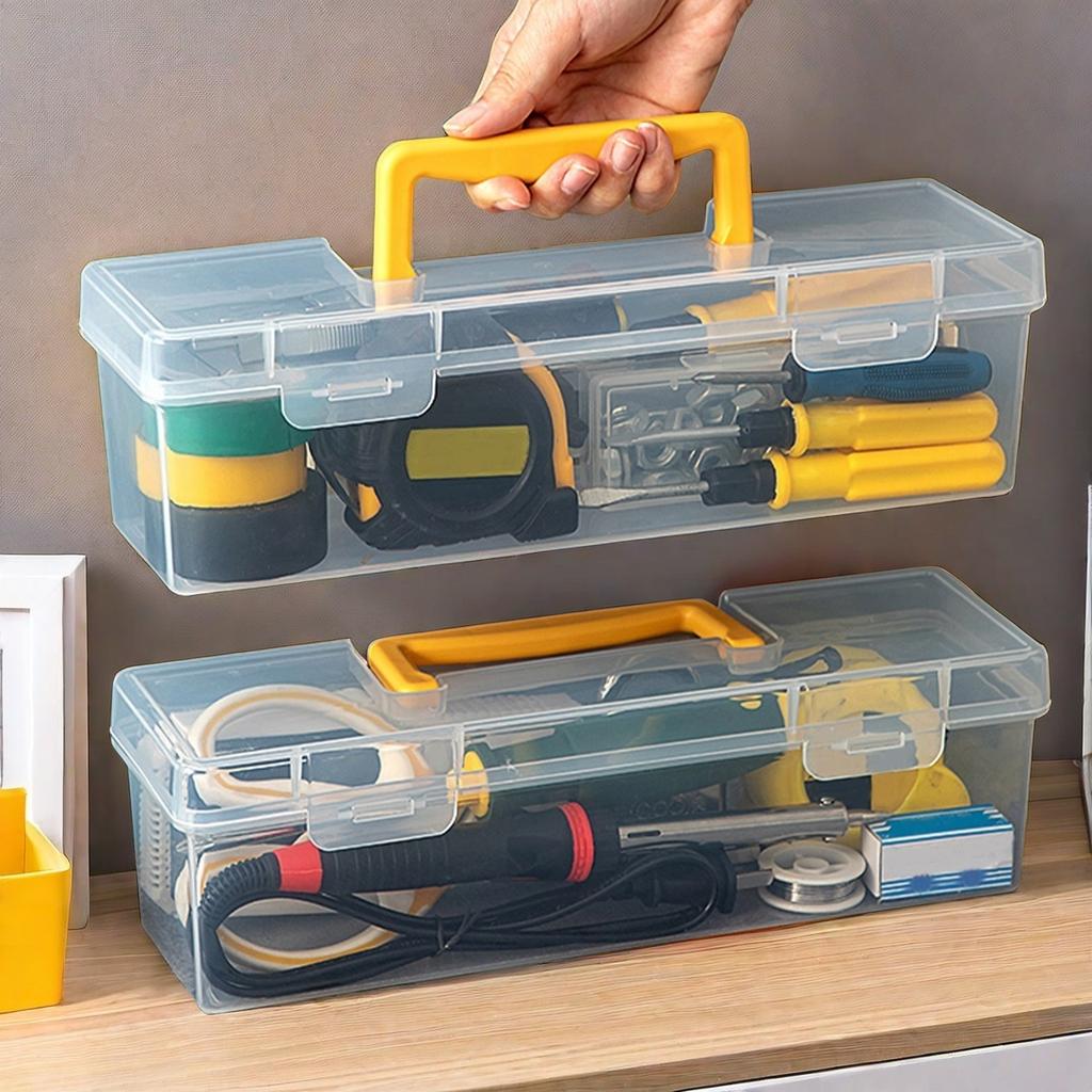 Transparent Handheld Toolbox Portable Large Capacity Thickened Plastic Hardware Tool Storage Box With Handle Tool Organizer Box