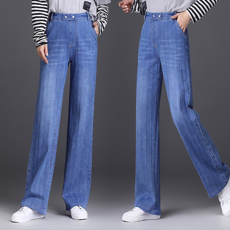 Plus Size Women s Tencel Denim High-Waisted Wide-Leg Pants - Soft, Flattering, and Lightweight for Spring/Summer 4XL