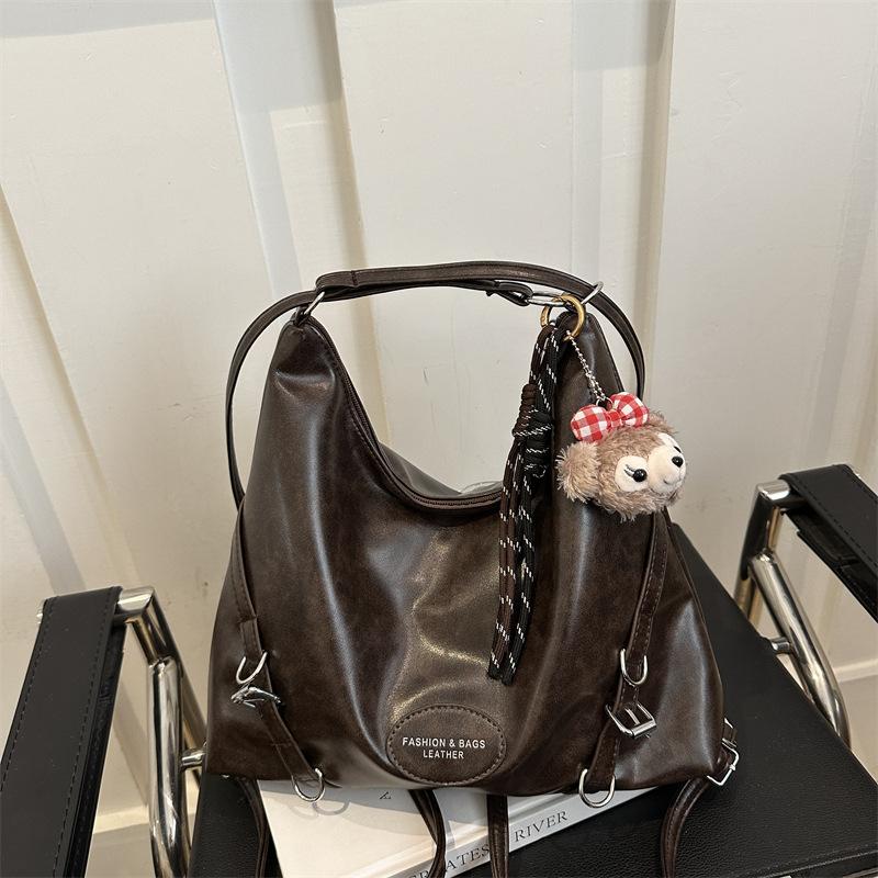 Large Capacity Tote Bag Women's 2025 Autumn and Winter New Retro Fashion Shoulder Bag Feeling Messenger Bag Student Class Bag