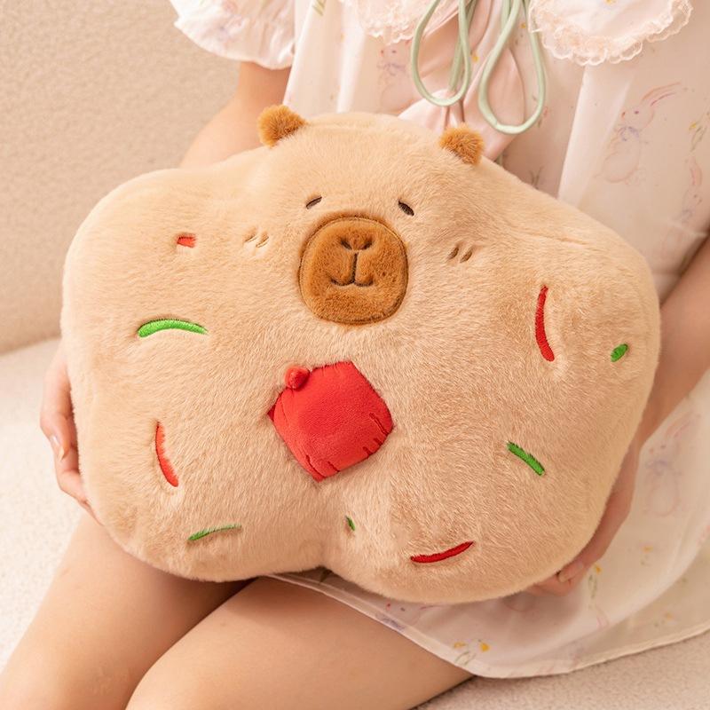 Cartoon Capybara Biscuits Throw Pillow Plush Toy Doll Cookie Doll Home Sofa Pillow Doll