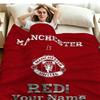 1PC Manchester United F Custom Name Patterned Flannel Blanket Suitable For All Seasons for Home Decor Warmth and Comfort Gifts Holiday Present