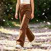 Girls Bell Bottom Pants Flared Leg Casual Color with Pockets for Big Kids