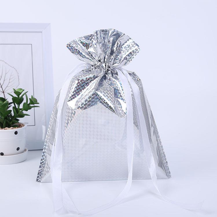 Portable Ribbon Drawstring Christmas Gift Bag Bundle Pocket Food Grade Aluminum Foil Candy Bag Christmas Jewelry Storage Bags