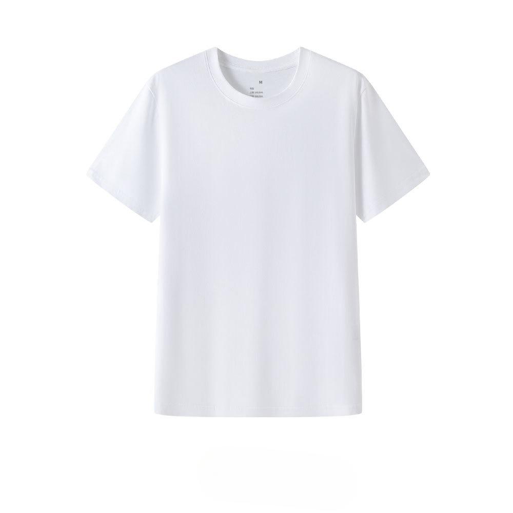 Unisex Round Neck Short Sleeve Loose Fit T-Shirt Casual Solid Color Cotton Tee Top