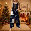 Women's Casual Loose Fit Christmas Printed Jumpsuit for Holiday Parties and Events