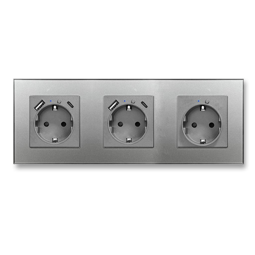 Model 153 Smart WiFi Wall Socket with Tempered Glass Panel - Alice Voice App Compatible