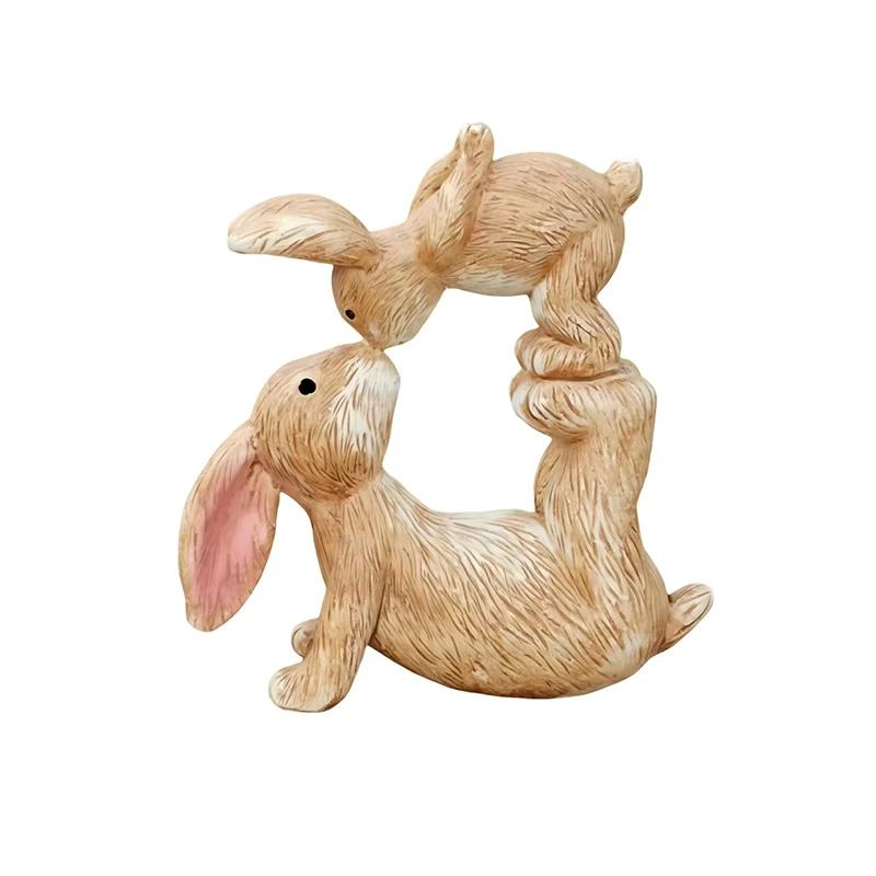 

Cute Resin Bunny Couple Figurine Kissing Rabbits Statue for Home, Patio, Desk Decoration Gift for Animal Lovers, Kids, Easter