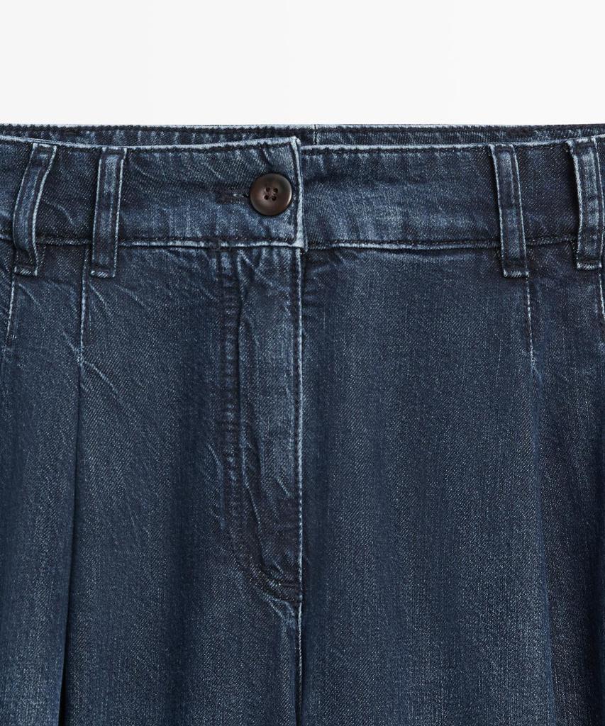 Masimodutti Pintuck Detail High-Rise Wide-Leg Jeans