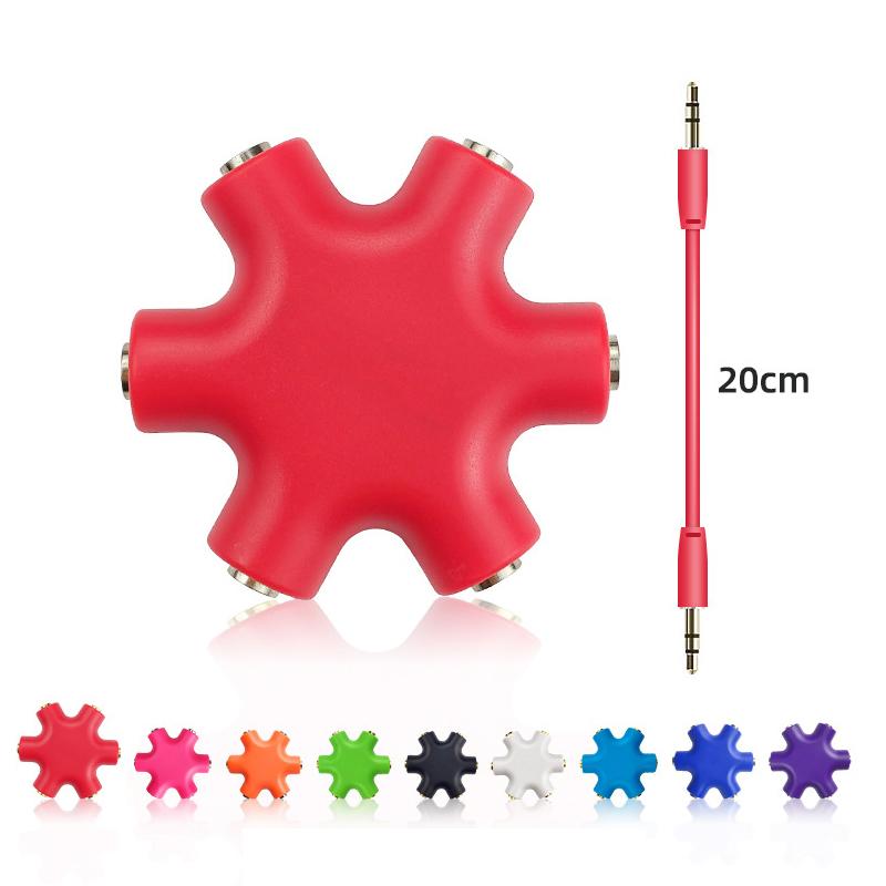 

6 портов наушники Aux разветвитель 6 в 1 смарт-аксессуары аудио Aux кабель разветвитель 3.5 мм 1 штекер на 5 гнездо поделиться адаптер красный