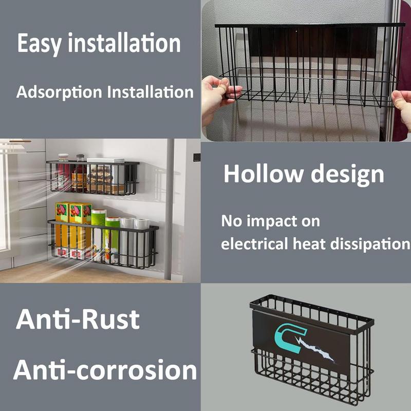 Magnetic Shelf for Fridge Magnetic Fridge Organizer Multifunctional Storage Basket for Kitchen Laundry Utility Room Door Cabinet