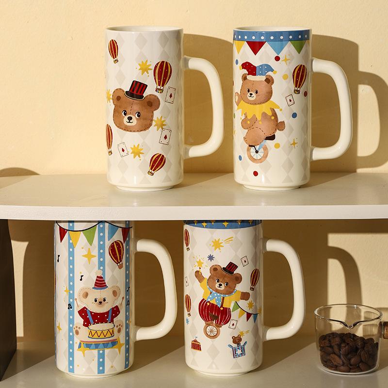 Circus Valoare mare Cană dreaptă Cană de lapte Suvenir activitate Desene animate Copii Distracție Ceramică Cană de apă Cană Cadou