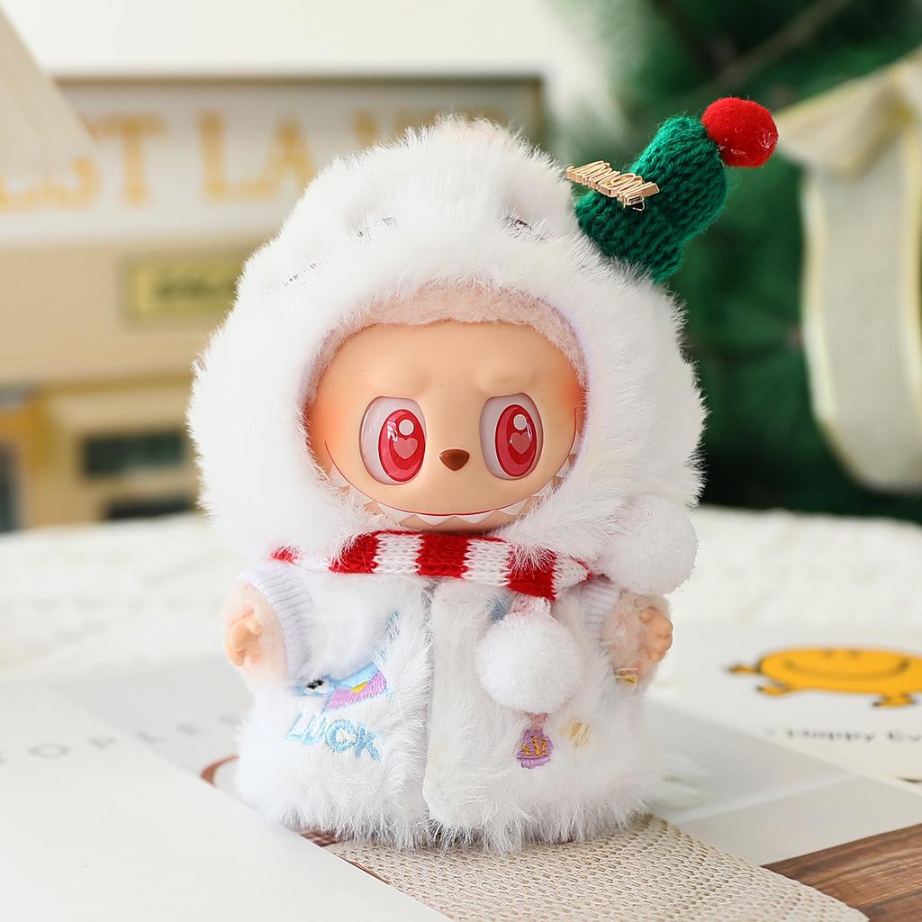 for 17cm Labubu Doll Clothes Set Christmas Penguin & Snowman Plush Outfits, Festive Party Costume with Accessories Gift