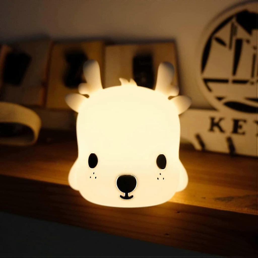 Children's Room Deer Night Light, Portable Silicone Baby Night Light, 7-color Rechargeable Baby Daycare Night Light