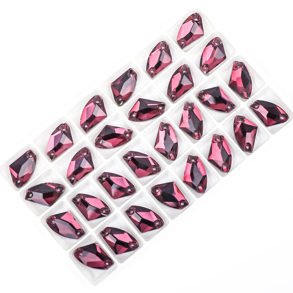 Weichen Flat Bottom Double Hole Color Axe Shape Hand Sewn Buckle Glass Rhinestone Diy Dress Wedding Dress Accessories