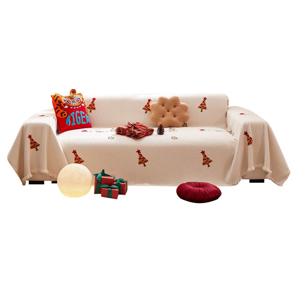 Winter Plush Sofa Cover Cloth Ins Style Cream Style Non-Slip Sofa Blanket High Sense Full Covered Christmas Sofa Towel