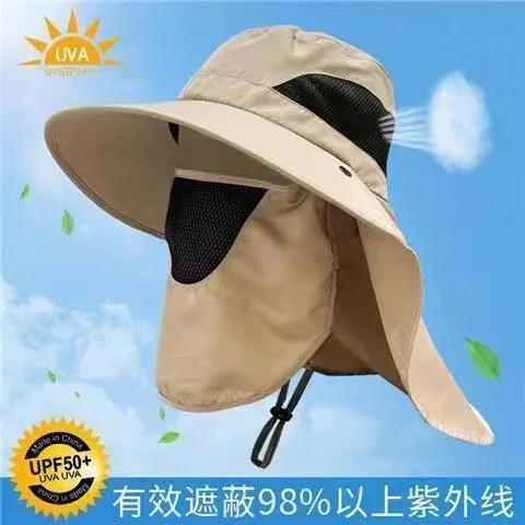 Mens Outdoor Wide Brim Fishing Hat,UPF 50+ Sun Protection Cap with Face Neck Flap for Hiking & Garden