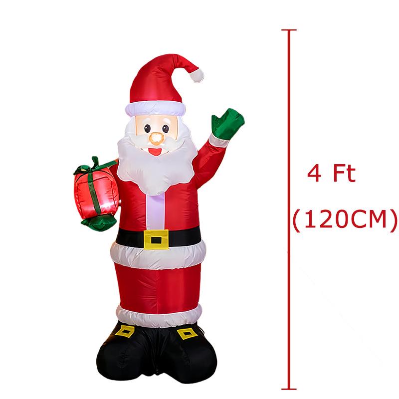 Babbo Natale Gonfiabile Luminoso da 1,2 m con Scatola Regalo per Decorazione del Giardino di Natale