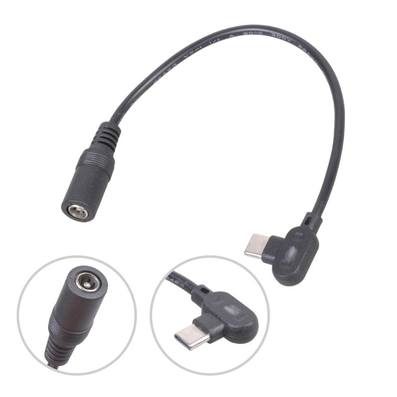 90 Degree Angled USB C Male To 5.5x2.1mm Female Power Cable 9V 12V 15V 20V Fixed Voltages Output For LED Router Fan Speaker