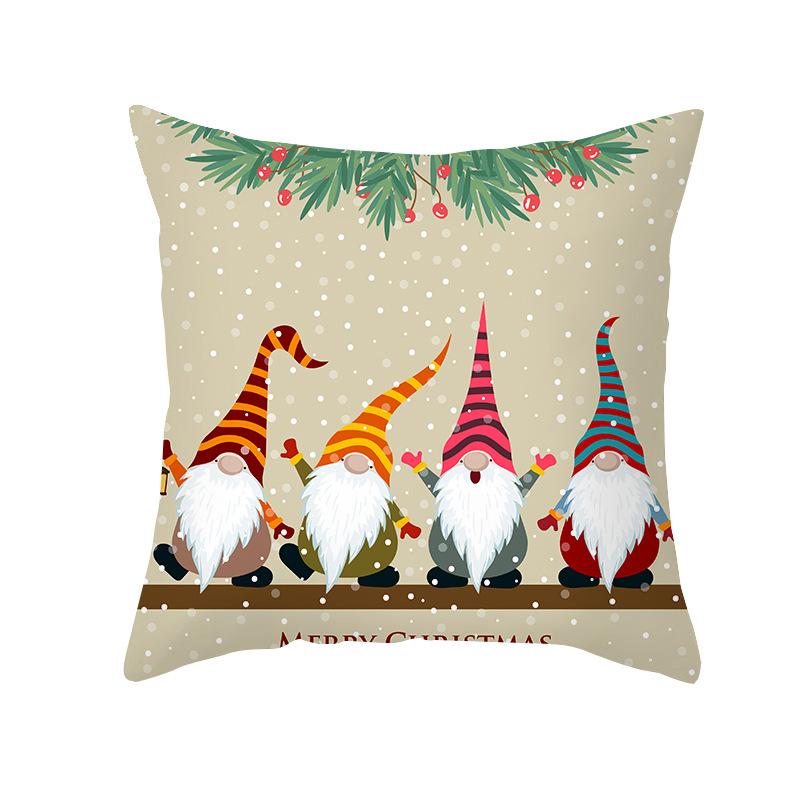 Cartoon Printed Christmas Pillow Case Peach Skin Santa Claus Wish Pillow Home Sofa Cushion