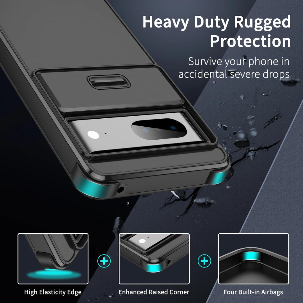 New Shockproof Hybrid Dual Layer Case for Google Pixel 9 Pro XL Slide Camera Protetion Cover for Google Pixel 8 7 Pro 8A 6A Case