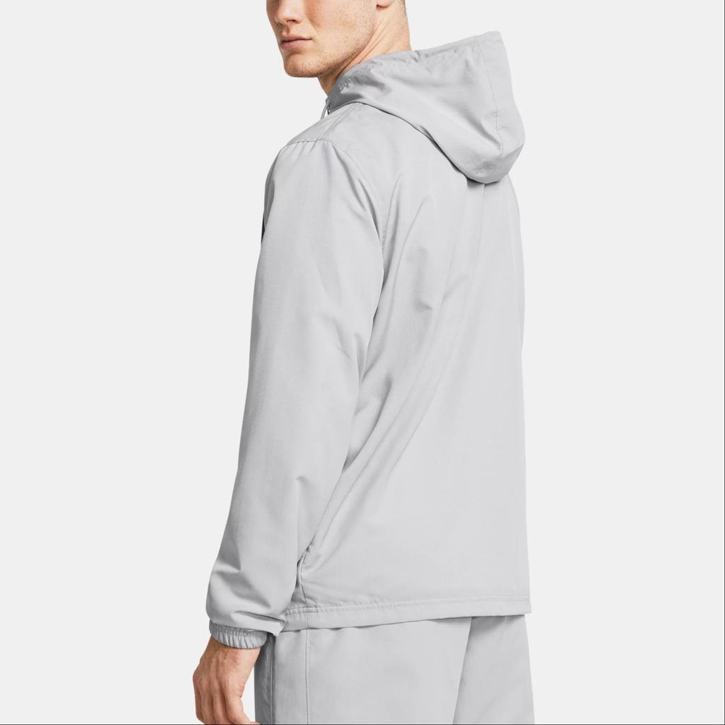Under Armour UA Sportstyle Logo Print Breathable Hooded Long Sleeve Windbreaker Men Outerwear Gray 1361621-012