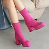 Damen Chunky Heel Quadratische Zehenpartie Knöchelhohe Stiefel Größe 40-47 Weite Passform Elegante Niedrig geschnittene Samtstiefel Herbst