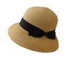 Hepburn style temperament bow elegant straw hat spring and summer retro travel vacation sunshade basin hat women