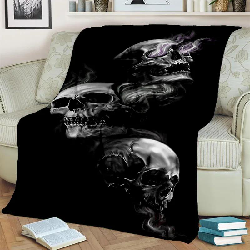 Gothic Horror Skull Ghost Cartoon Blanket Soft Throw for Home Bedroom Bed Sofa Picnic Travel Office Cover Kids