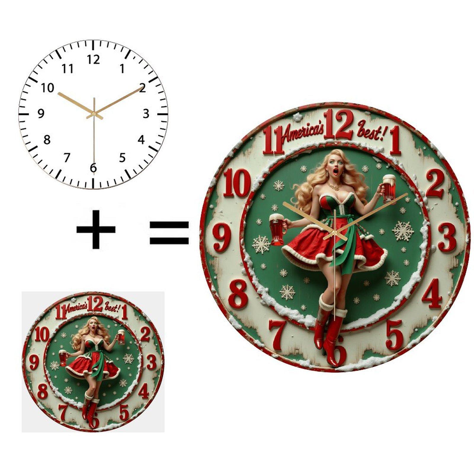 30x30cm Round Glass Wall Clock Aiming to Impress with its Effortless Functionality (White,12 in(30.48cm)) белый