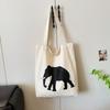 Spring and summer simple canvas elephant printing large capacity versatile relaxation shoulder bag environmental protection tote bag