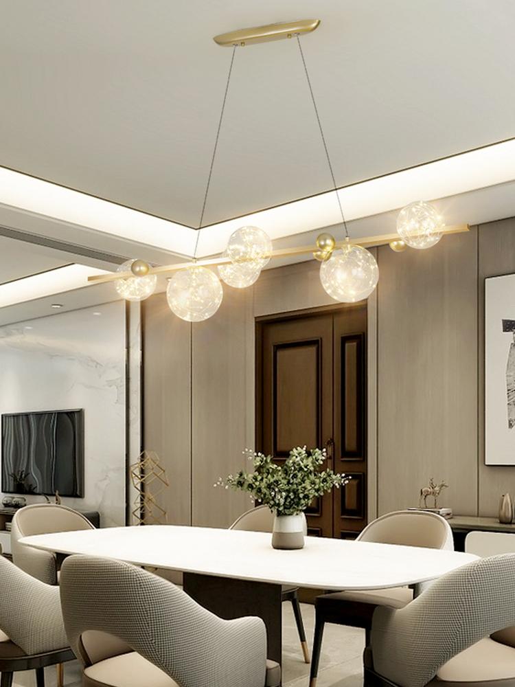 Modern Creative Chandelier Circle Lights Clear Glass Ball Ceiling Hanging Lamp Romantic Star Living Room Decor Led Lighting Gold