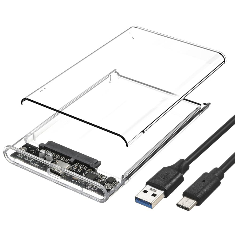 2.5 inch Hard Disk Case Type C Transparent HDD Enclosure High speed Transmission Easy Installation for 2.5 inch SATA