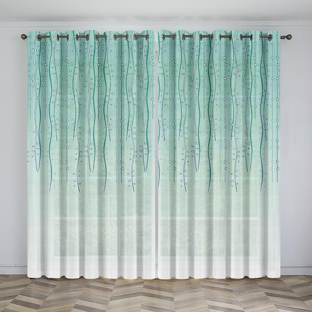 Peacock Rain Window Curtain Panels, Long Panel Curtains for Kitchen, Living Room, Bedroom, Elegant Polyester Decoration