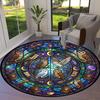 Retro Mandala Animal Round Area Rug,Carpet Rug for Living Room Bedroom Sofa Playroom Decor,Non-slip Floor Mat Q0036
