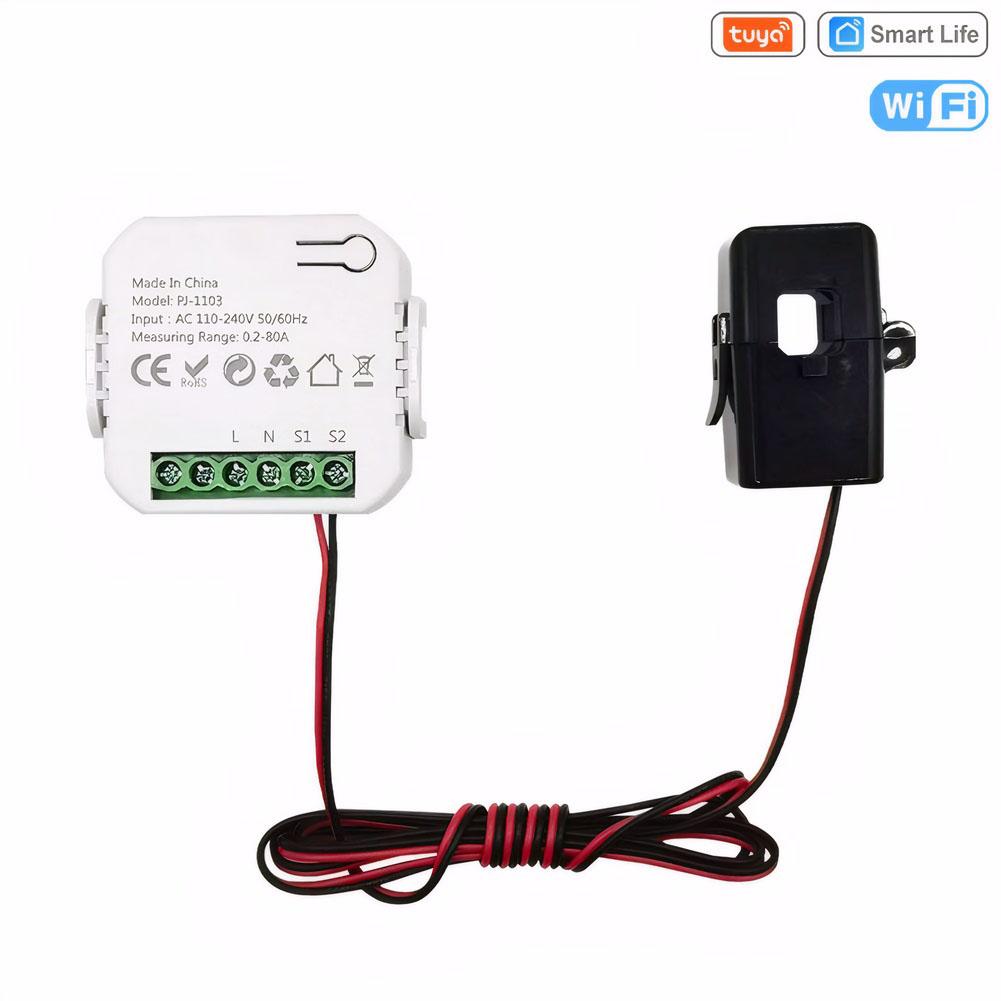 WiFi Digital Energy Meter with CT Clamp Sensor Wifi Intelligent Energy Meter App Real-Time Monitor Smart Life WiFi Energy Meter