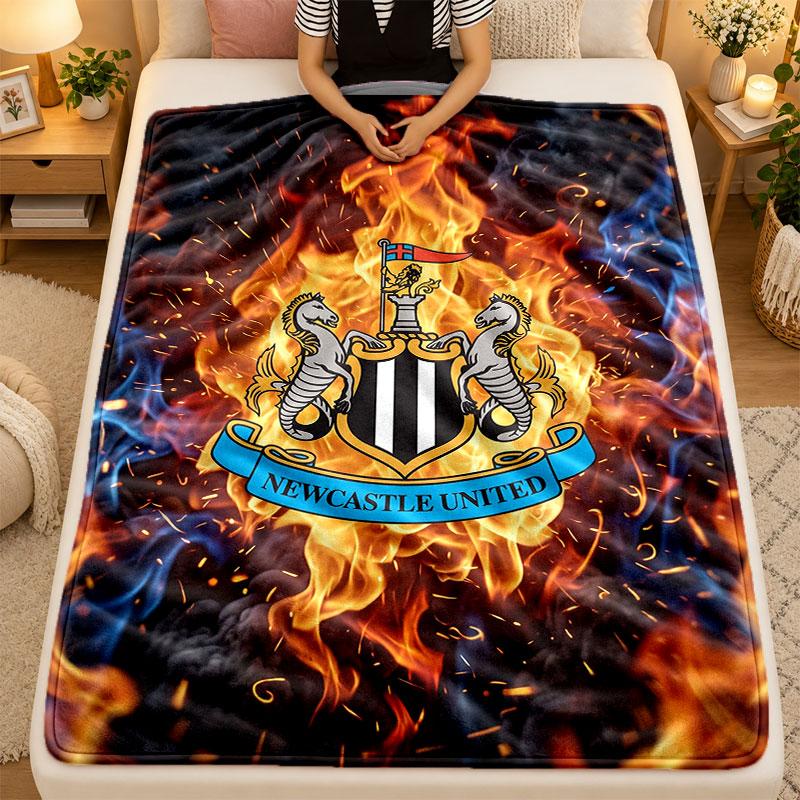 Flanell-Decke Newcastle United Fußball Warm Weich Überwurfdecke für drinnen Sofa Bett Wohnzimmer