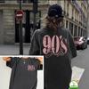 Vintage Crew Neck T-shirt with Number & Letter Print