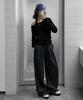 UNKNOWN PLANET [Set] Layered Striped Halter Top Long Sleeve T-Shirt Black