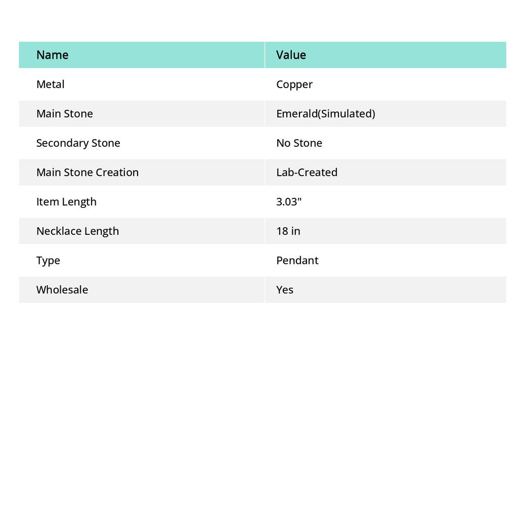 Emerald Natural Gemstone Handmade Copper Wire Wrap Pendant 3.03" W3B71