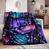 1pc Galactic Sharks Blanket, Lightweight Flannel Throw Blanket For Sofa, Bed, Travel, Camping, Living Room, Office, Couch, Chair, And Bed