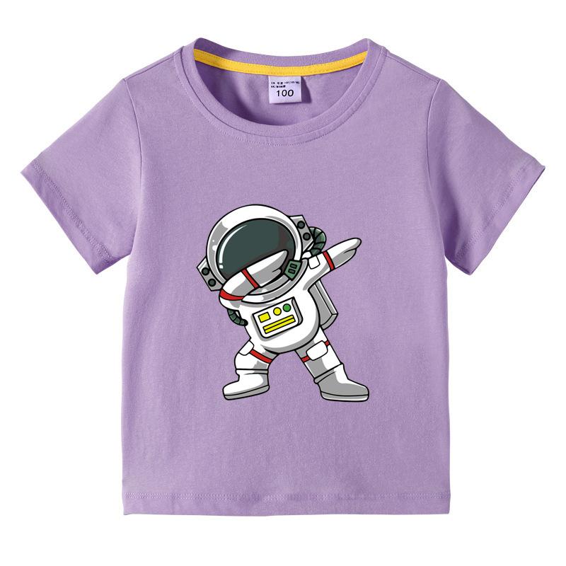Children's clothing fashion astronaut pattern short sleeved T-shirt, children's boys round neck top T-shirt, children's summer clothes