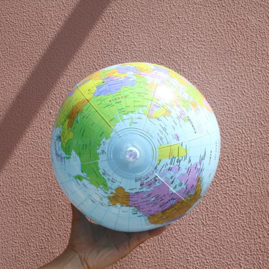 Inflatable Globes Toy for Education Fun Pool Toy Detailed Geographic Annotation Easy To Inflate Carry Beach Ball for Kids