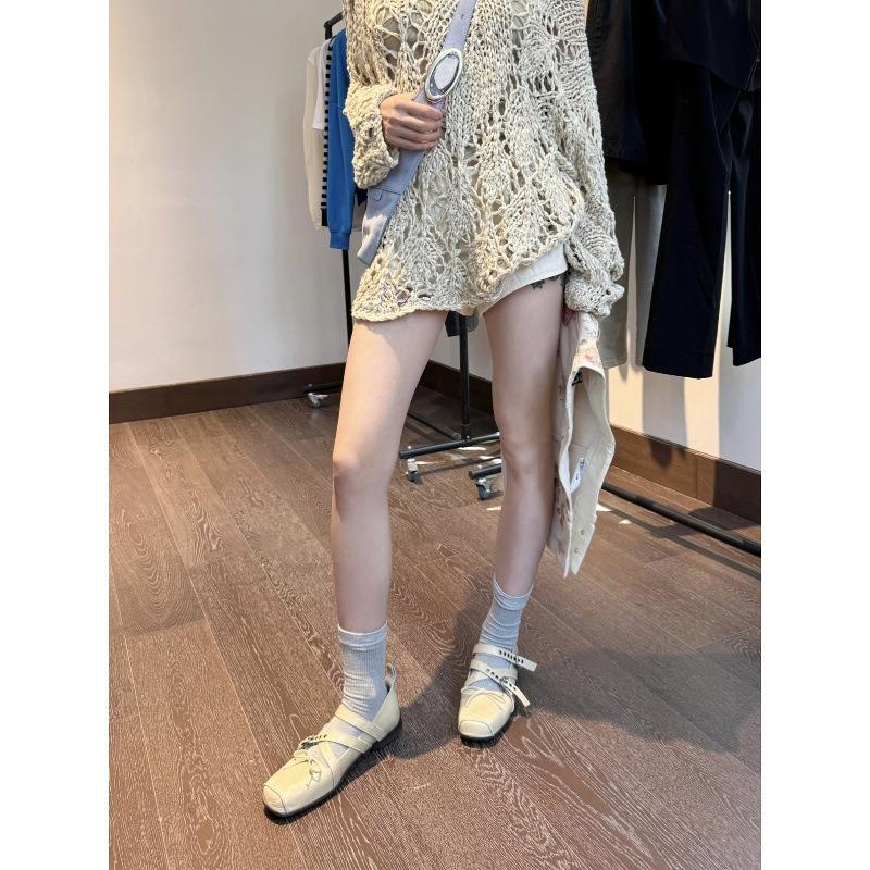 Square Head Mary Jane Women's Shoes Light Bow Cross Buckle Thick Heel Shoes