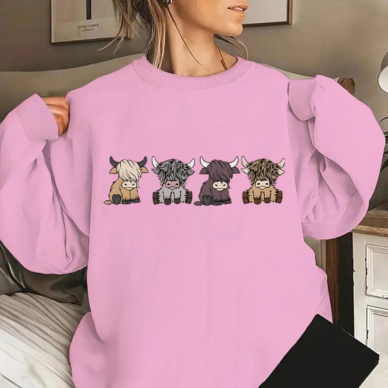 

Пуловер оверсайз с коровьим принтом, повседневная толстовка с длинным рукавом и круглым вырезом, женская одежда 6XL