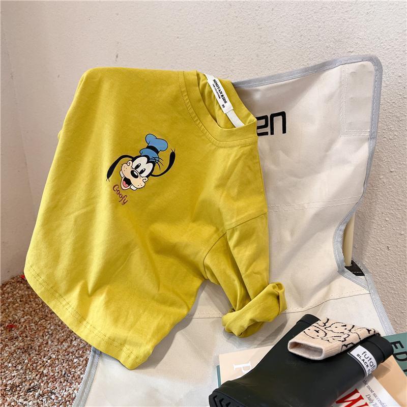 Disney T-shirt New Cartoon Print Long Sleeve Tops Mickey T Shirt Solid Color Versatile Base Shirt Boys And Girls Printed Tees